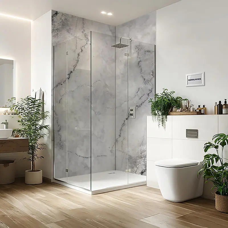 Duschrückwand Einzel | Ecke | Nische | Alu Marmorstruktur grau 125