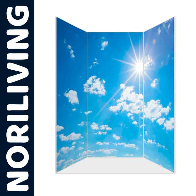 Raumteiler mit himmlischem Motiv, NORILIVING, blauer Himmel, weiße Wolken, Sonnenschein