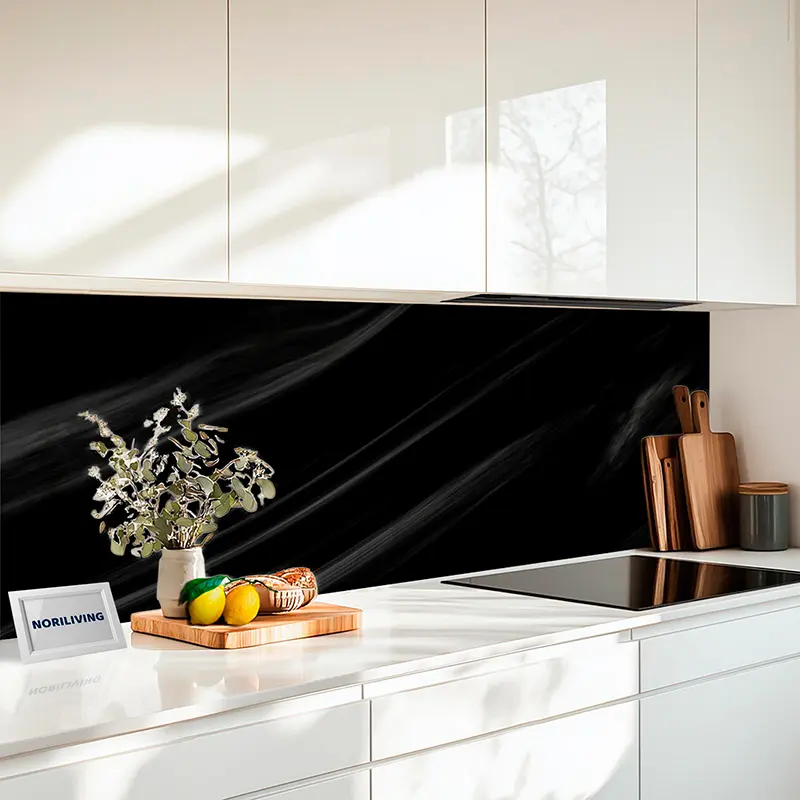 Küchenrückwand Alu Schwarz-weißer Marmor 455