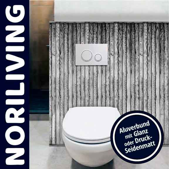 Stilvolles WC mit Holzoptik und Aluverbund von Noriliving im Badezimmer