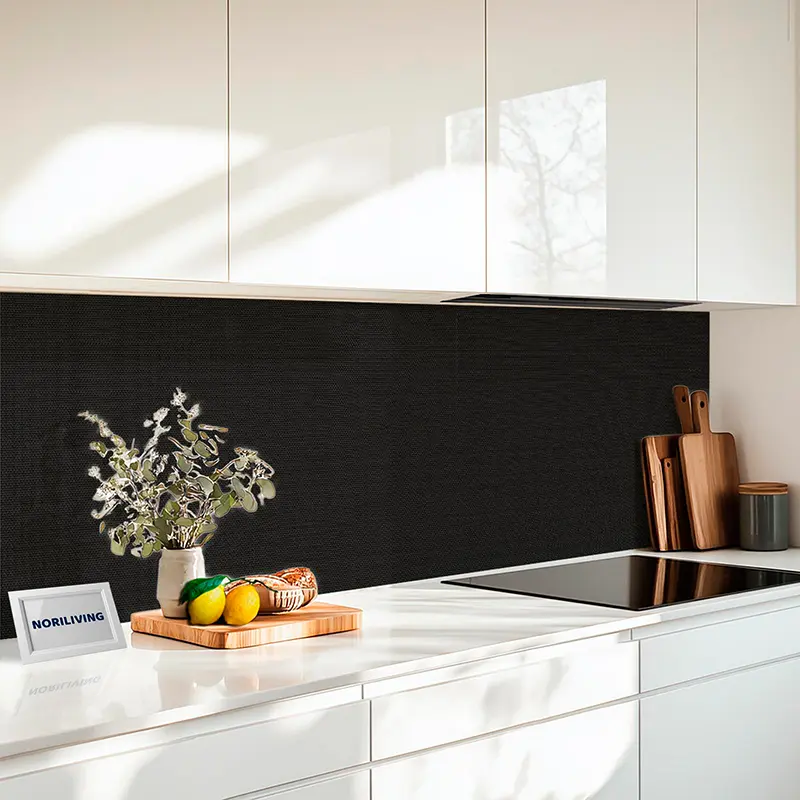 Küchenrückwand Alu 1-4 teilig Gewebestruktur Schwarz 2229