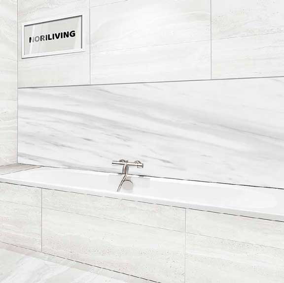 Badrückwand Alu Marmorstruktur hellgrau 003 schwarz-weiß