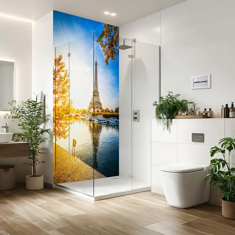 Duschrückwand Einzel | Alu Eiffelturm und Seine bei Sonnenaufgang in Paris 424