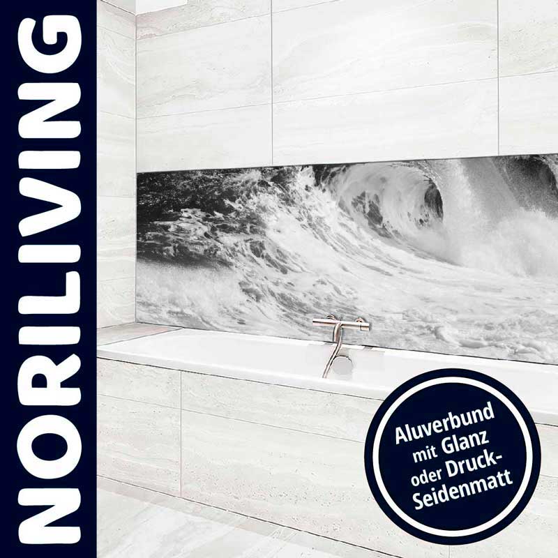 Moderne Badezimmergestaltung mit hochwertiger Aluverbundverkleidung in Wellendesign von NORILIVING