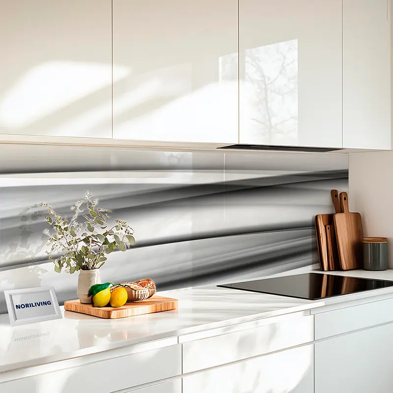 Küchenrückwand Echtglasoptik Profiline Abstrakte Welle 088 schwarz-weiß