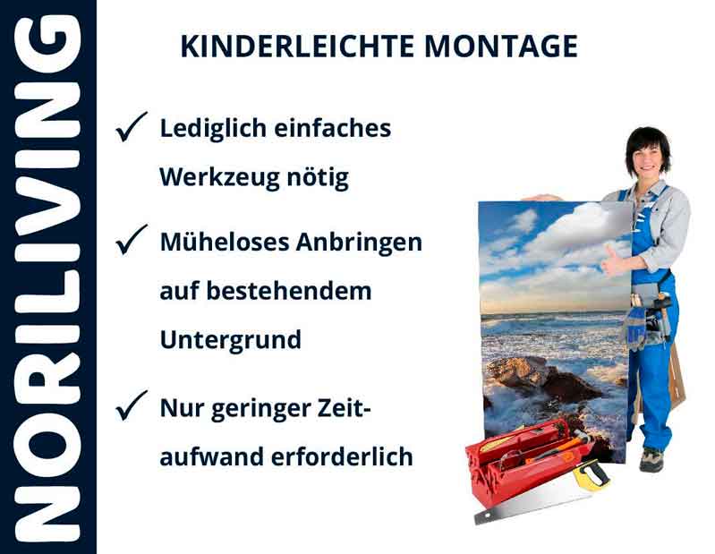 Noriliving Produkt zeigt einfache Montage mit minimalem Werkzeugaufwand