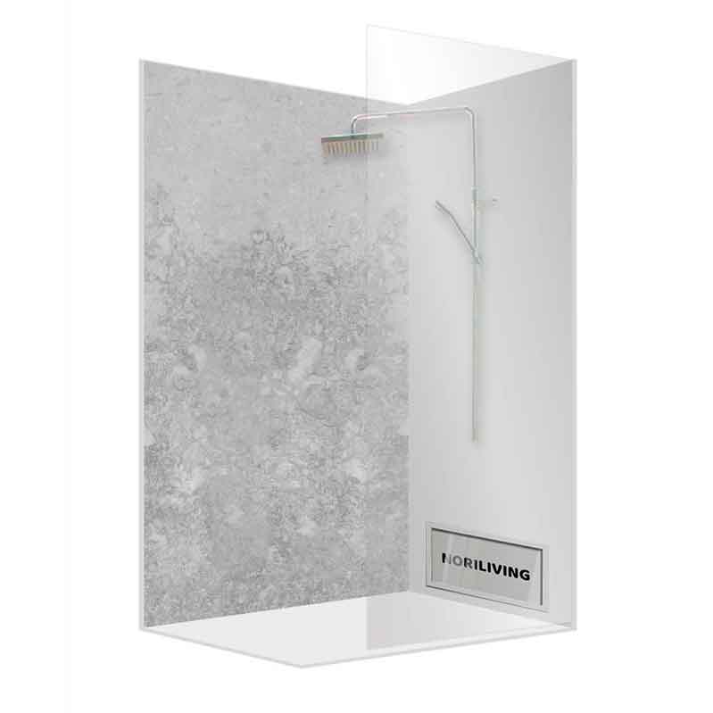 Duschrückwand Einzel | Ecke | Nische | Alu Marmor hell grau 527a