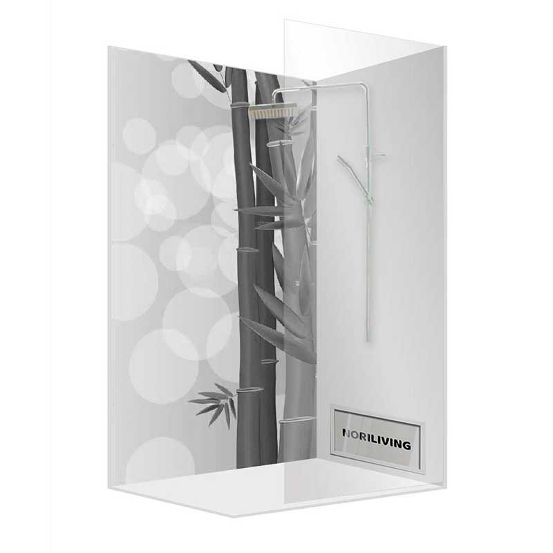 Moderne Duschkabine mit Bambusmuster und Glaswand