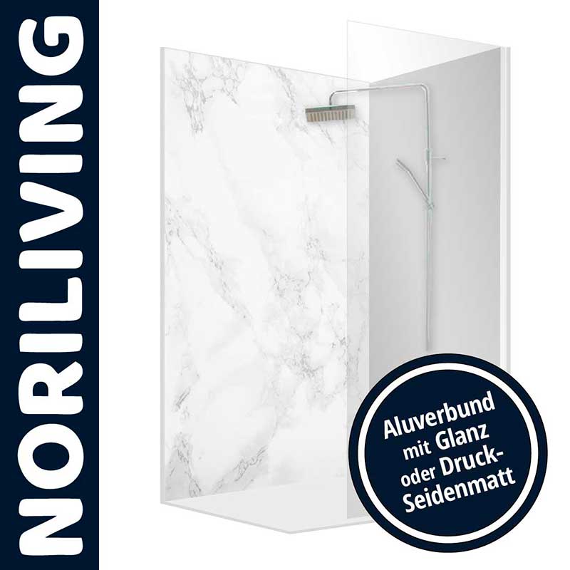 Duschkabine von Noriliving aus Aluverbund, erhältlich mit glänzender oder seidenmatter Oberfläche