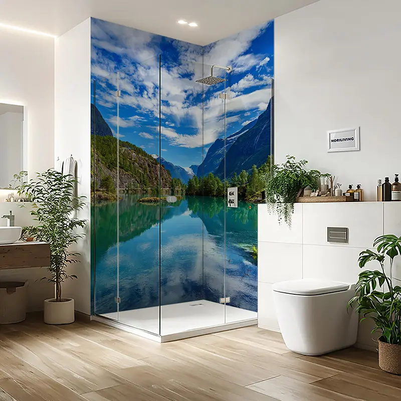 Duschrückwand Einzel | Ecke | Nische | Alu Gebirgssee in Norwegen 798