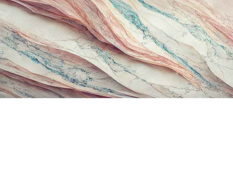 Nahaufnahme von gestapeltem Papier mit marmorierten Mustern in Blau und Rosa