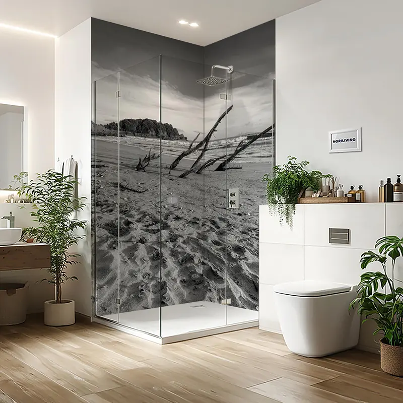 Duschrückwand Aluverbund Mount Maunganui Strand Neuseeland 497 schwarz-weiß