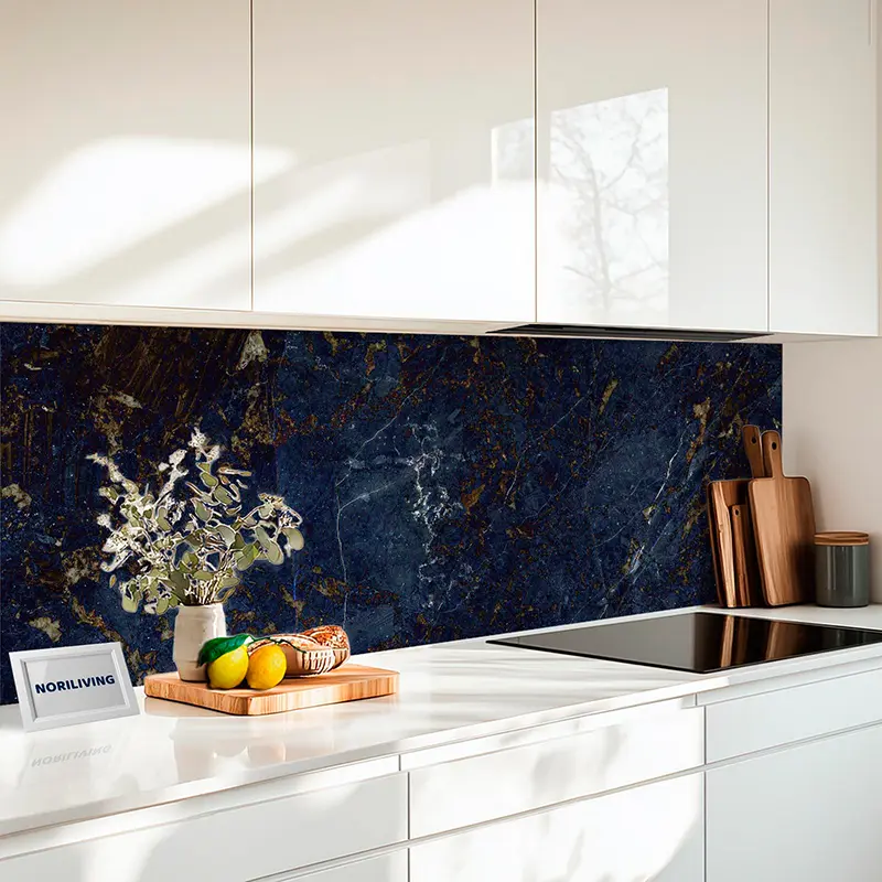 Küchenrückwand Alu Natürliche blaue Marmorstruktur 062