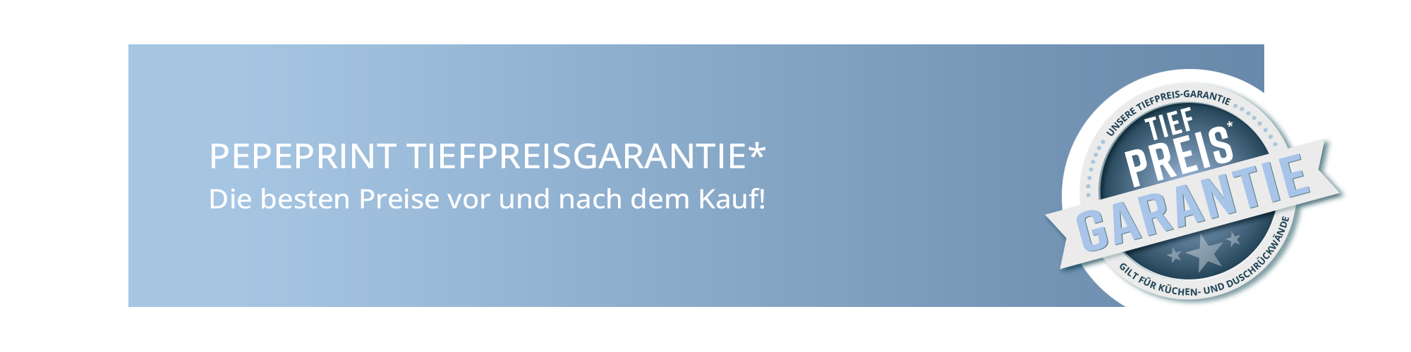 Banner mit Tiefpreisgarantie und Emblem für günstige Preise