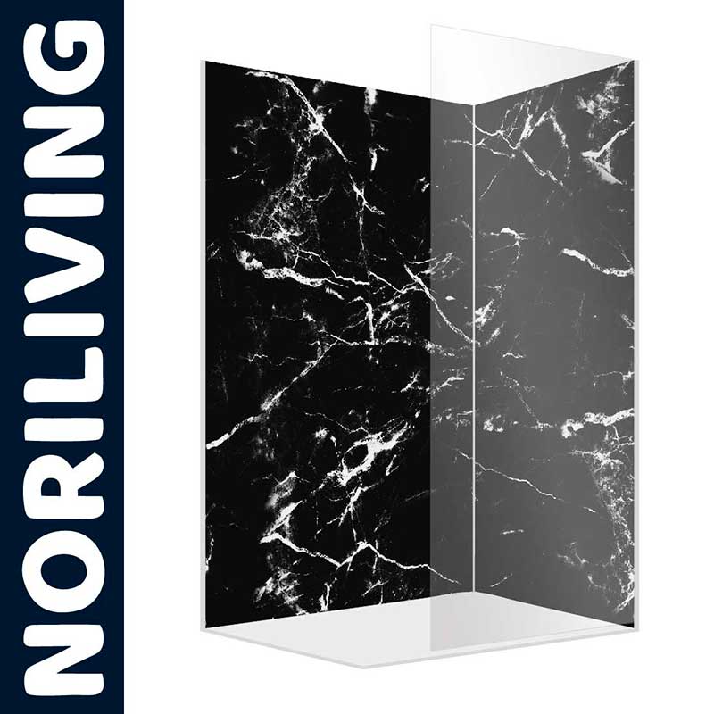 Duschwand von Noriliving in edler Marmoroptik für ein modernes Badezimmerdesign