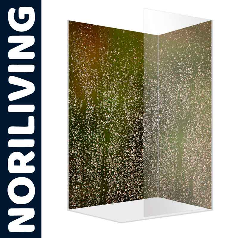 Transparentes Duschkabinen-Design von Noriliving mit dekorativem Blasenmuster