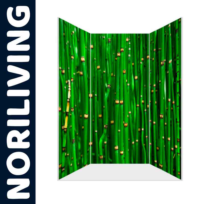 Raumteiler mit Bambusdesign von Noriliving in lebendigem Grün.