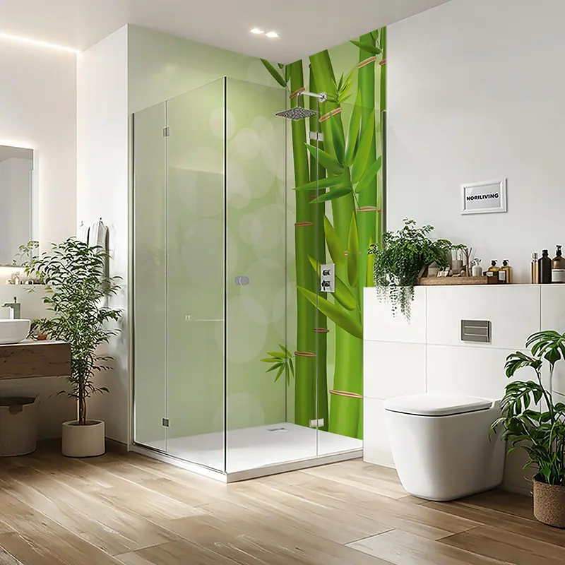 Duschrückwand Einzel | Ecke | Alu Bambus 664