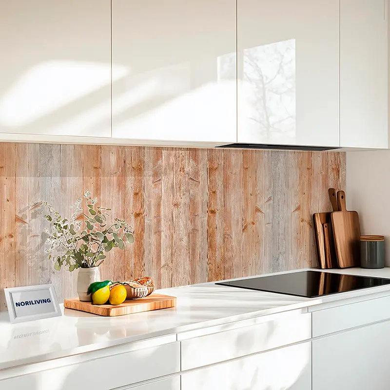 Küchenrückwand Alu Holz braun hell 339