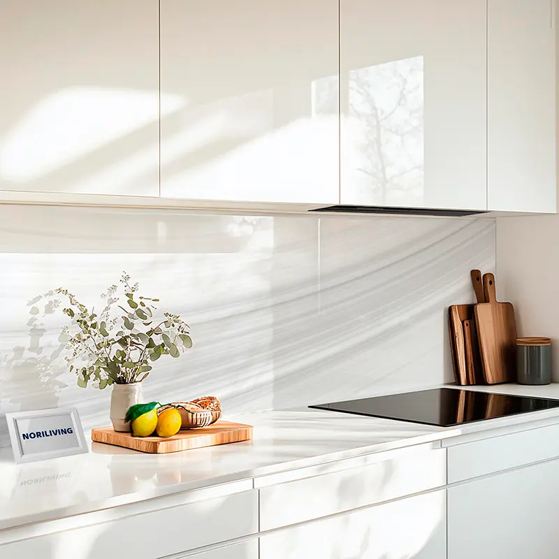 Küchenrückwand Alu Marmorstruktur weiß grau 024
