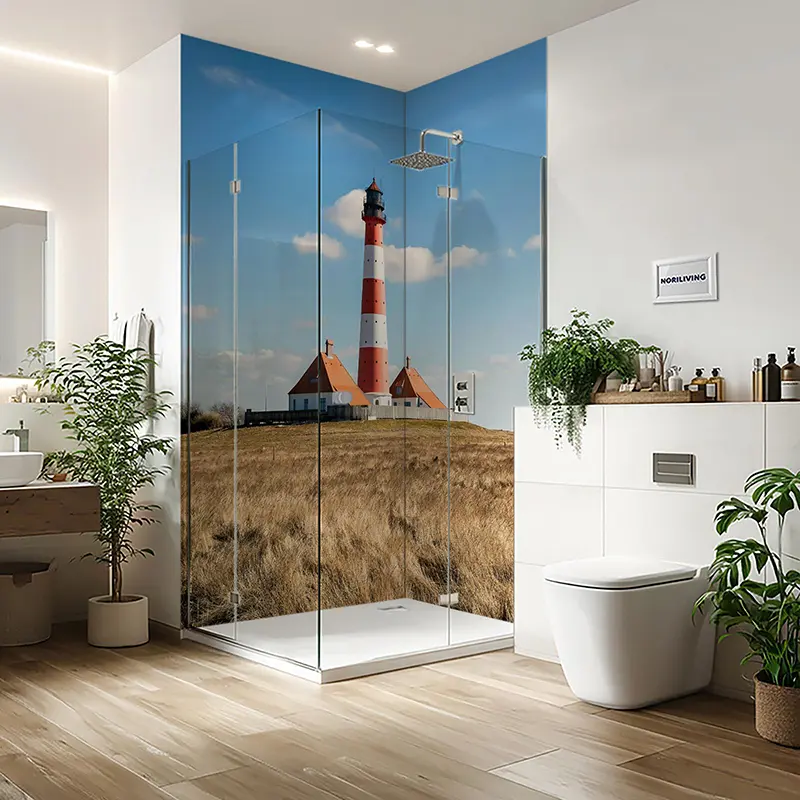 Duschrückwand Einzel | Ecke | Alu Westerhever Leuchtturm - St. Peter-Ording 553