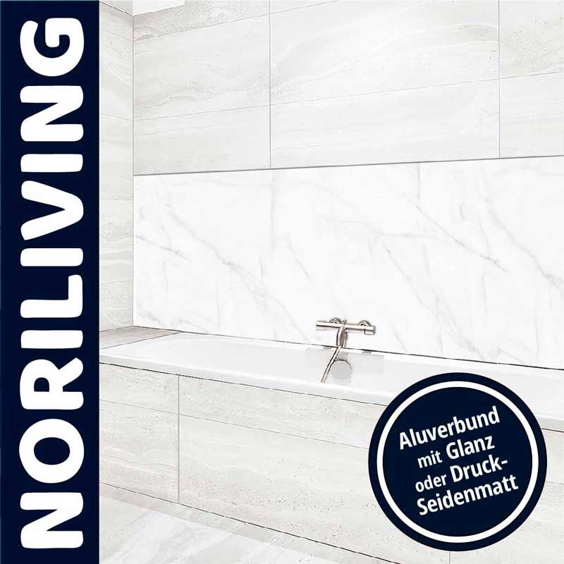 Badezimmer mit stilvollen Noriliving Aluverbund Paneelen in Marmoroptik