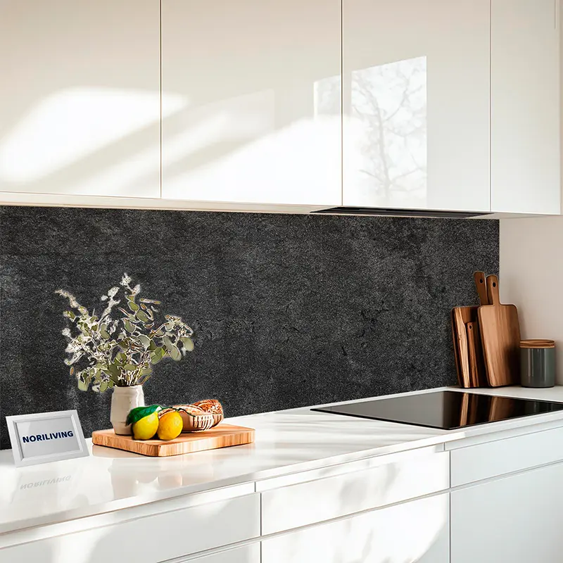 Küchenrückwand Echtglasoptik Profiline dunkelgrauer Schiefer ähnlicher Hintergrund 197 schwarz-weiß