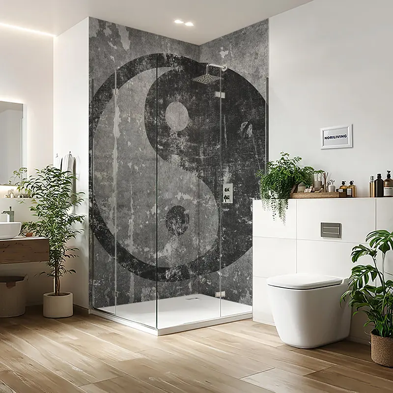 Duschrückwand Aluverbund Yin und Yang 216 schwarz-weiß