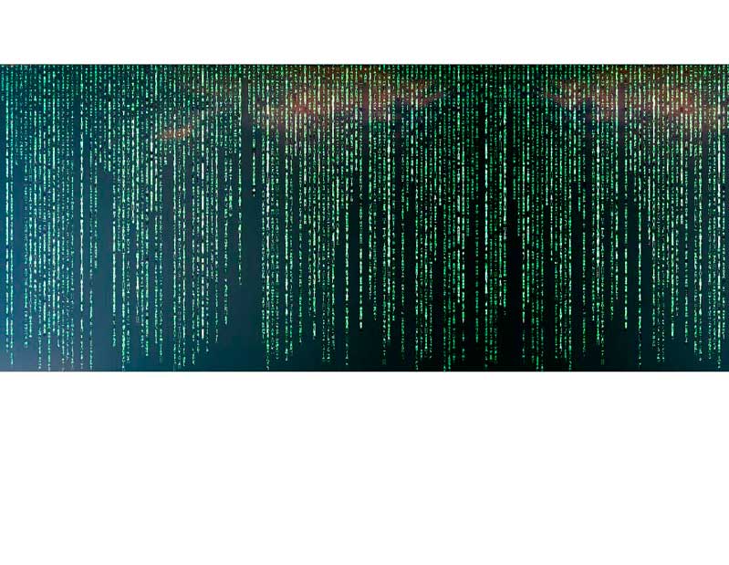 Digitale grüne Code-Zeilen auf schwarzem Hintergrund, inspiriert von der Matrix