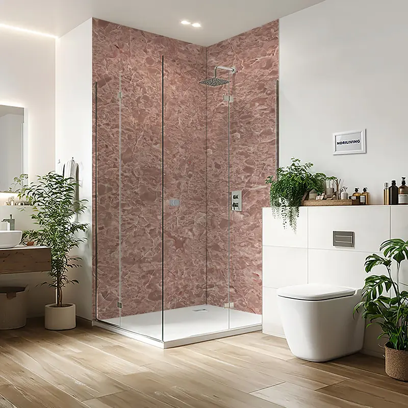 Duschrückwand Einzel | Ecke | Nische | Alu Marmorstruktur altrosa 049