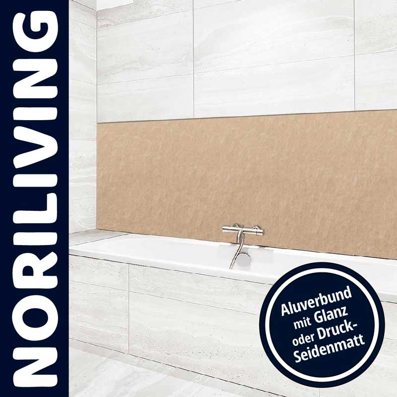 Hochwertiges Aluverbund Paneel von Noriliving zur modernen Badgestaltung, in Glanz oder Seidenmatt erhältlich