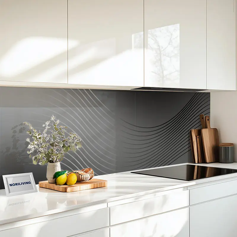 Fliesenspiegel Alu Regenbogen-Hintergrund mit wellenförmigen Linien 943 schwarz-weiß Fliesenspiegel Alu Regenbogen-Hintergrund mit wellenförmigen Linien 943 schwarz-weiß