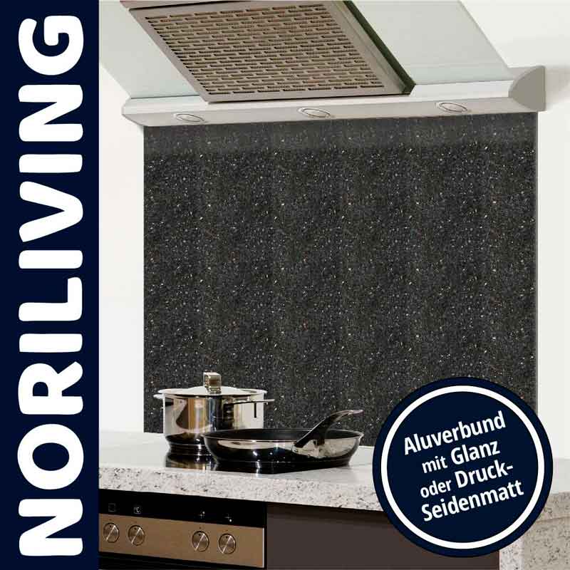 Küchenrückwand aus Aluverbund in Glanz oder Druck-Seidenmatt von Noriliving, abgebildet mit Töpfen auf einem Herd