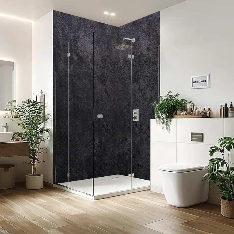 Duschrückwand Einzel | Ecke | Nische | Alu dunkelgrauer Schiefer ähnlicher Hintergrund 197