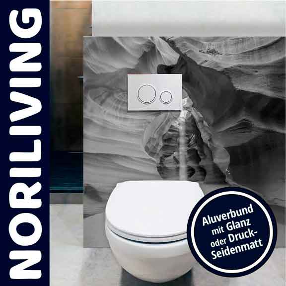 Toilette vor Wandverkleidung mit Aluverbund, Glanzdruck oder Seidenmatt, NORILIVING