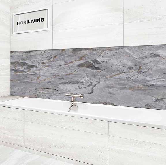 Badrückwand Alu Marmor mittelgrau 010