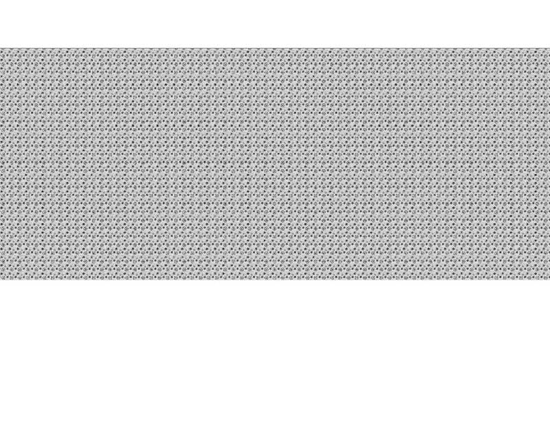 Nahaufnahme eines grauen Stoffes mit kleinen schwarzen Punkten in gleichmäßigem Muster