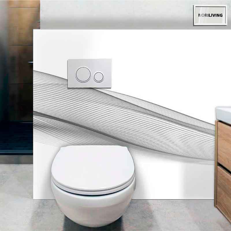 Weißes Hänge-WC mit schicker Design-Wand und integriertem Spülsystem in einem modernen Badezimmer