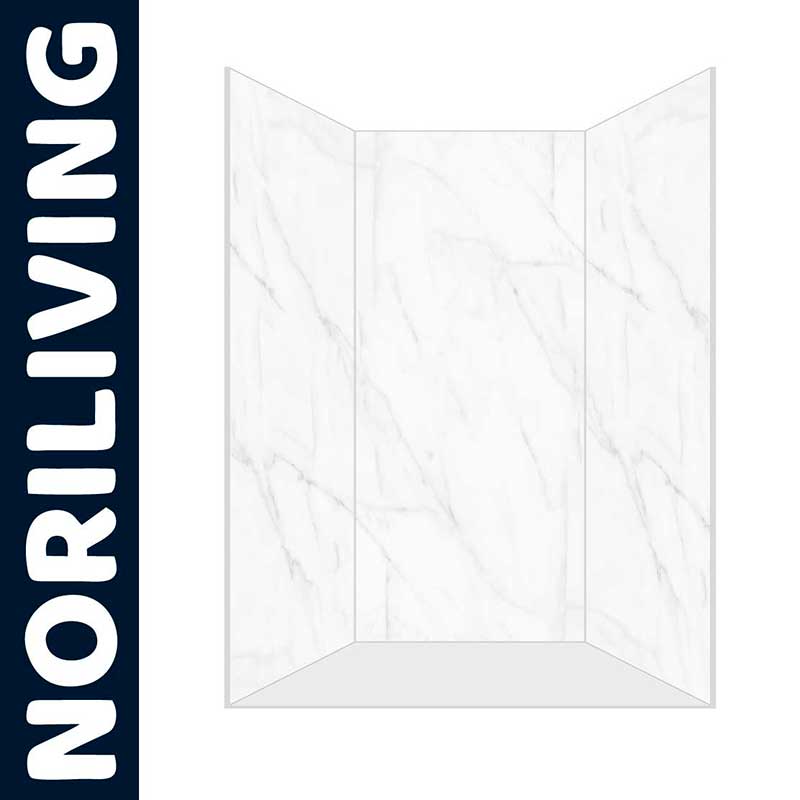 Duschwandelement von NORILIVING in Marmoroptik, dreiteilig, modern und elegant