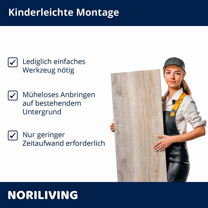 Frau hält Bodenplatte, Hinweise zur einfachen Montage