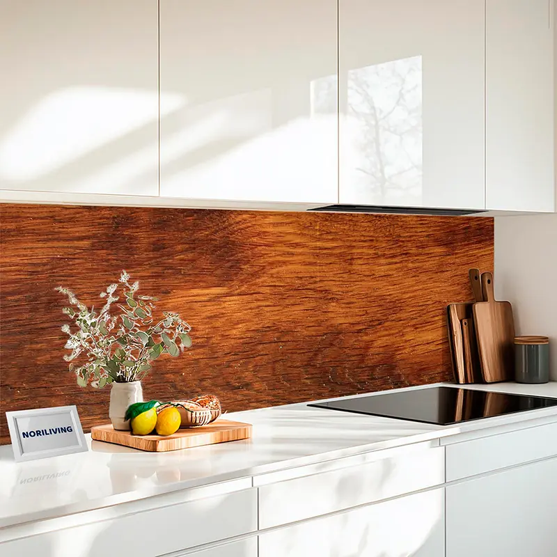 Fliesenspiegel Alu Massive Eichenholz-Planke mit Naturknoten 386