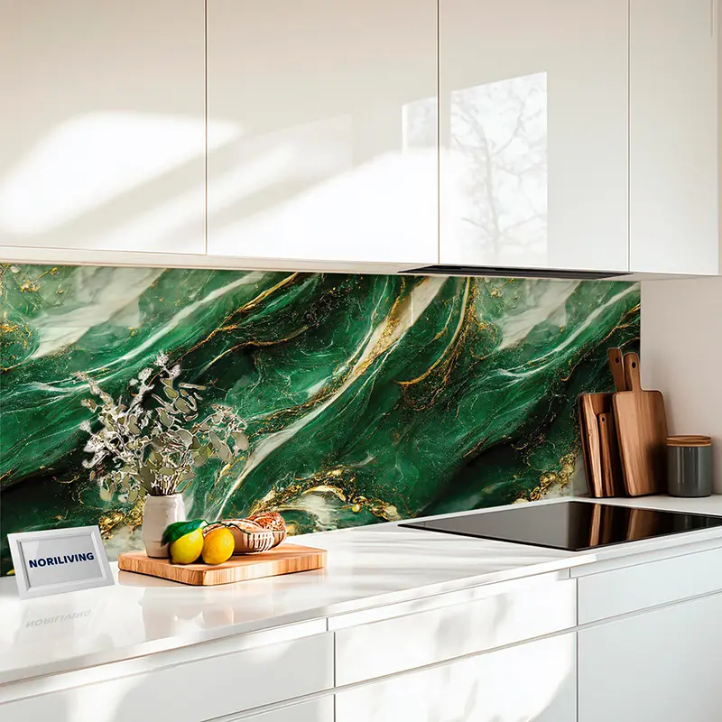 Küchenrückwand Alu Marmor türkisgrün-moosgrün mit goldfarbigen Einschlüssen 098 Küchenrückwand Alu Marmor türkisgrün-moosgrün mit goldfarbigen Einschlüssen 098