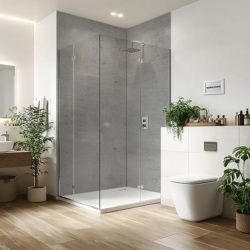 Duschrückwand Aluverbund Stein mittel grau Beton 262 schwarz-weiß