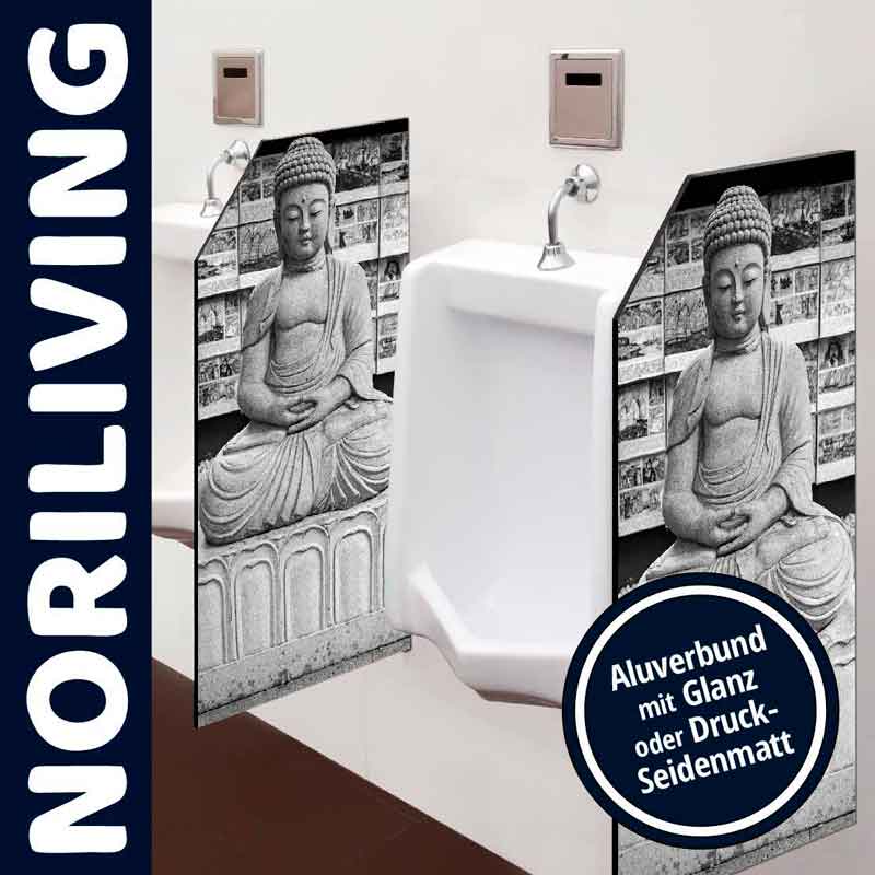 Moderne Urintrennwände mit Buddha-Motiv aus Aluverbund für Badezimmer oder öffentliche Toiletten