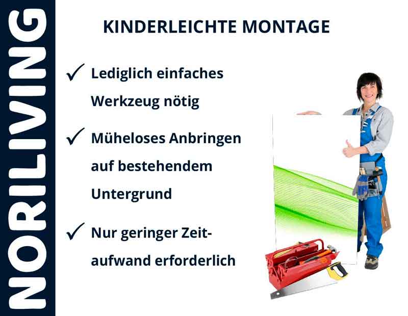 Einfache und schnelle Montage mit Noriliving Produkten Montagehinweise für Noriliving Produkte mit einfacher Werkzeuganforderung und minimalem Zeitaufwand