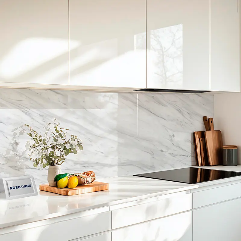 Küchenrückwand Alu Marmorstruktur hellgrau 003 schwarz-weiß