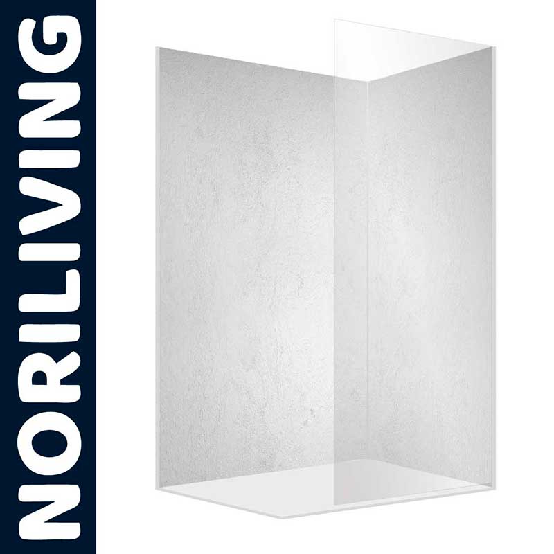 Transparente Duschabtrennung von NORILIVING, 90x200 cm groß, für moderne Badezimmergestaltung geeignet.