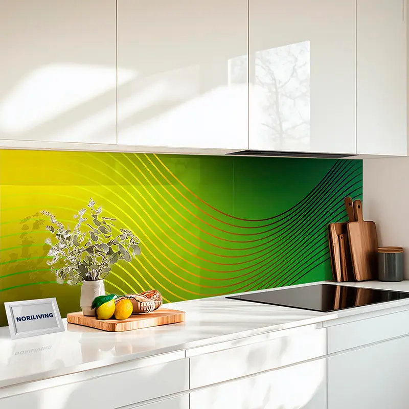 Küchenrückwand Alu Regenbogen-Hintergrund mit fließenden wellenförmigen Linien 943