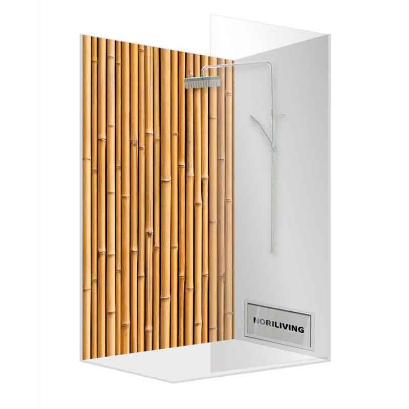 Duschkabine mit Bambusmuster und minimalistischem Design