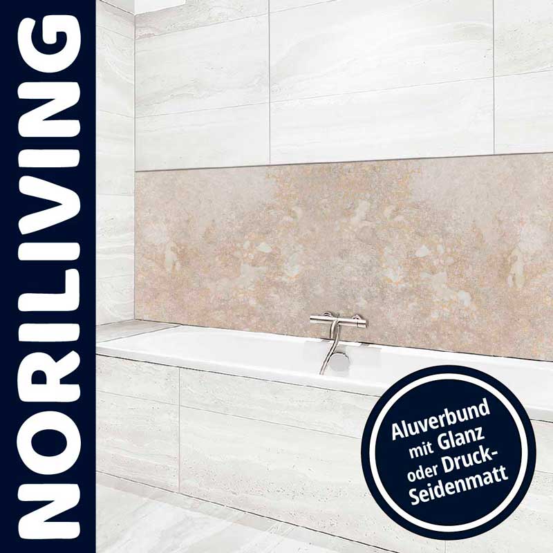 Badezimmer mit moderner Wandgestaltung von NORILIVING, Aluverbund mit Glanz oder Druck-Seidenmatt.